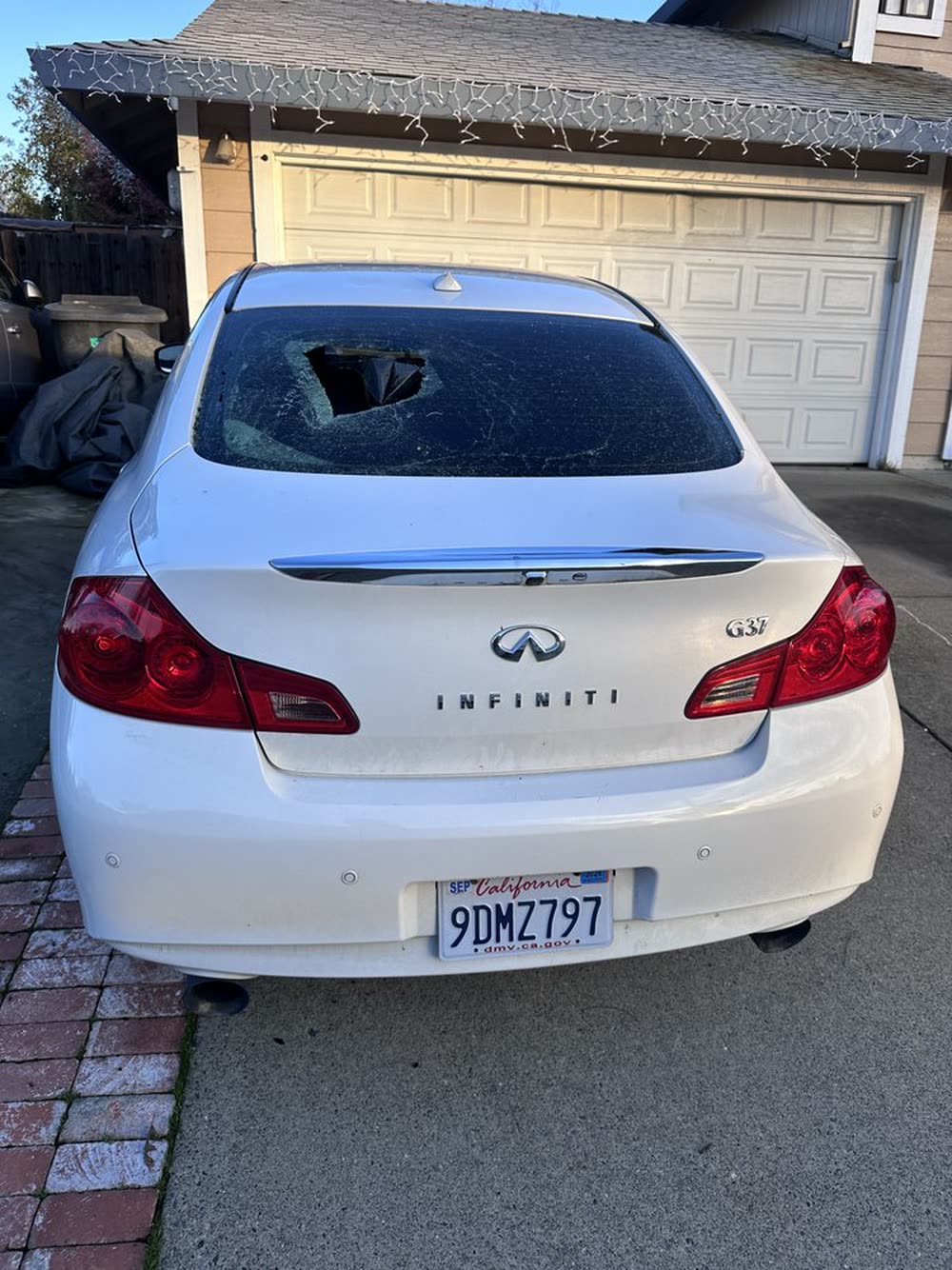 Rear window smashed in a break-in
